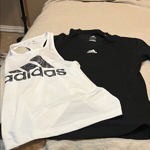 Adidas Women's Black top and White Tank Top bundle